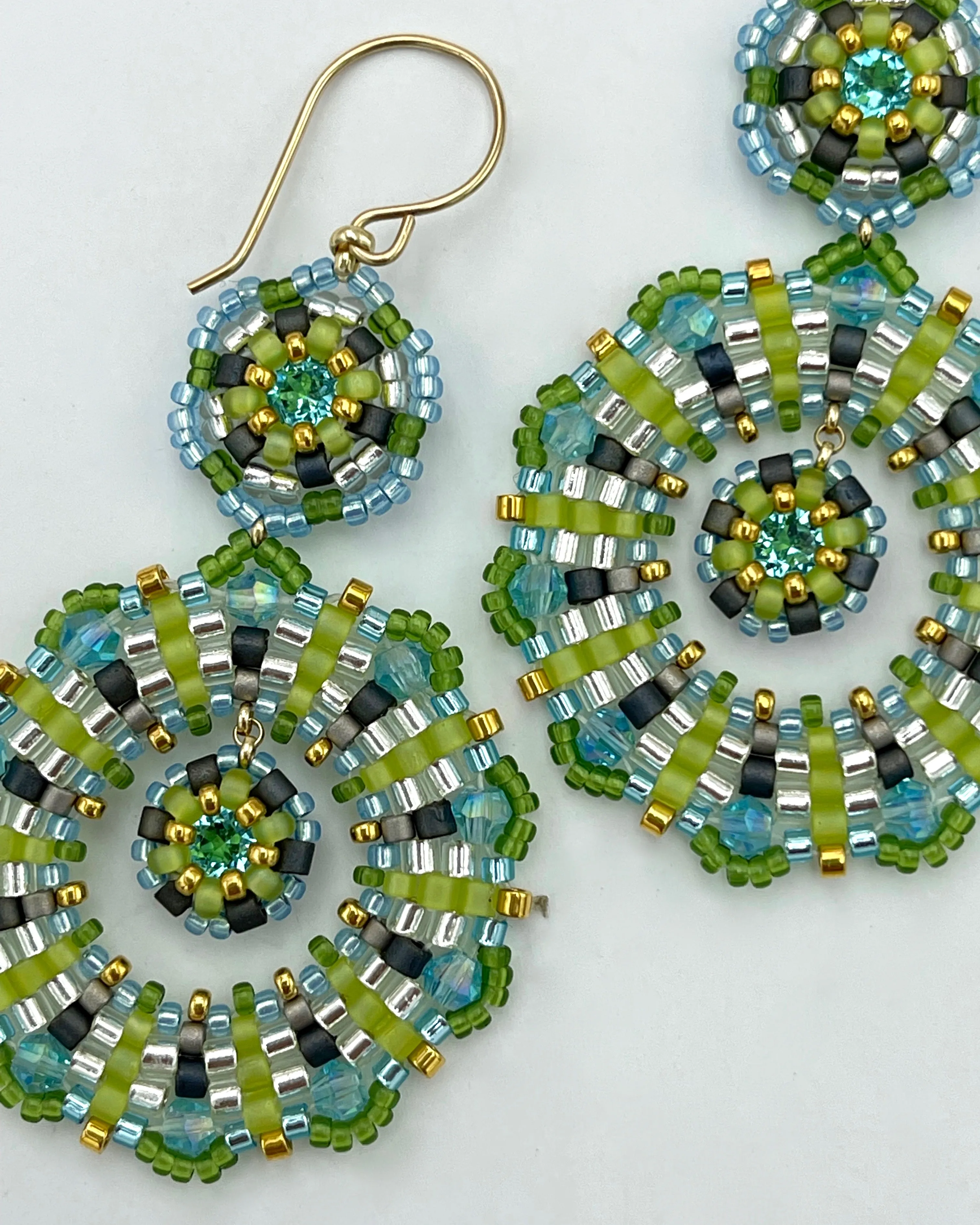 Miguel Ases Large Green Stone Earring on Wire