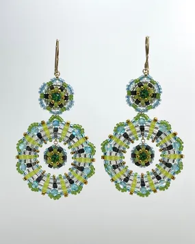 Miguel Ases Large Green Stone Earring on Wire