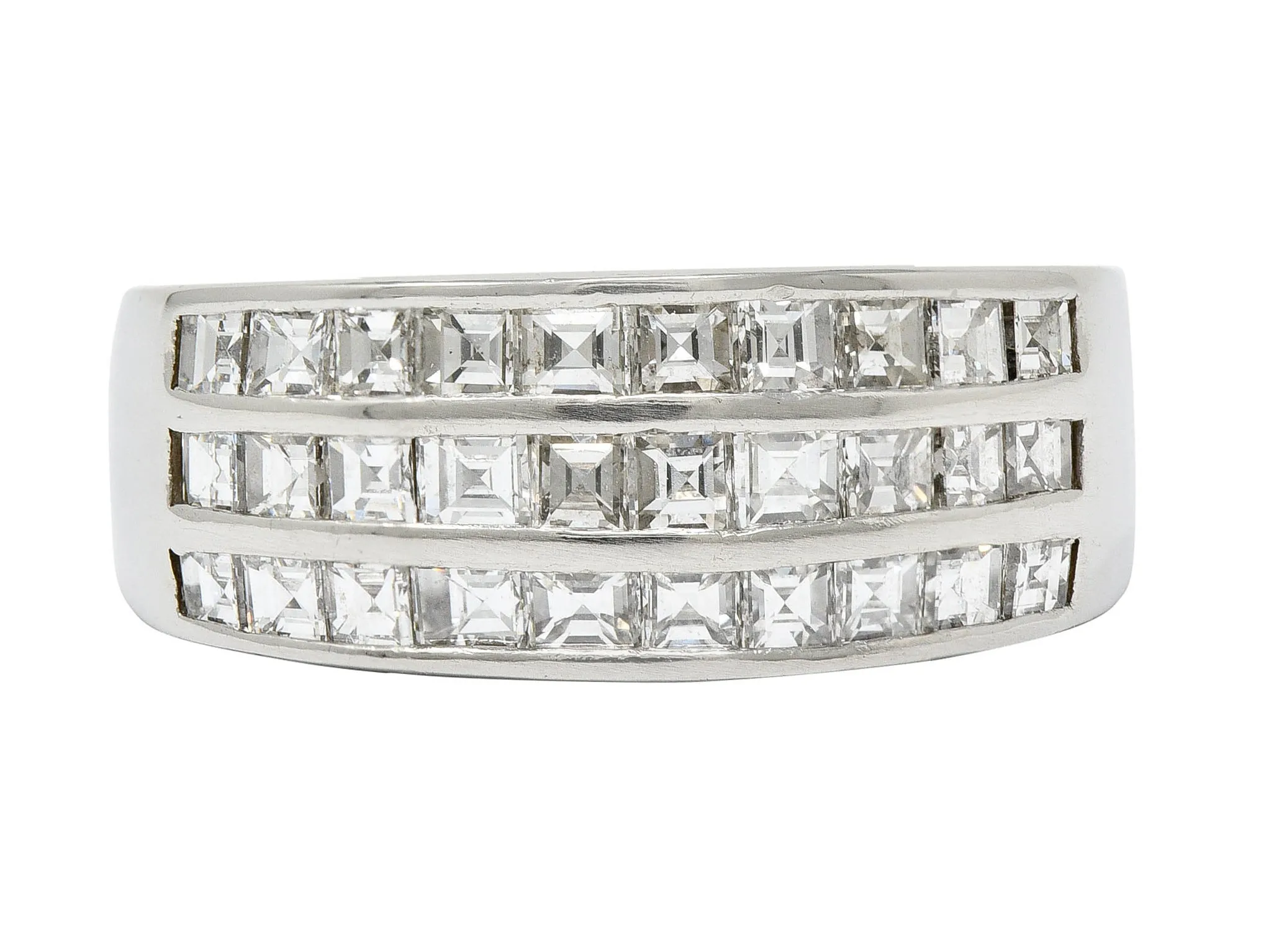 Modern 1.46 CTW Square Step Cut Diamond Platinum Channel Band Ring