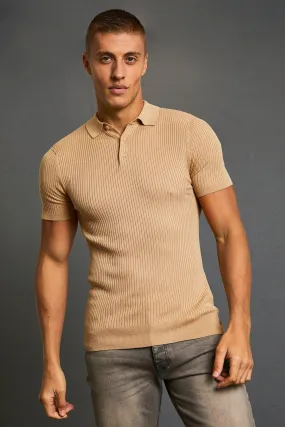 Muscle Short Sleeve Ribbed Polo | boohooMAN UK