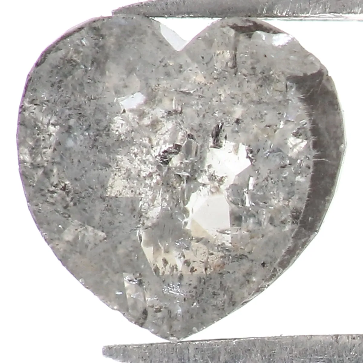 Natural Loose Heart Salt And Papper Diamond Black Grey Color 0.31 CT 4.65 MM Heart Shape Rose Cut L1786