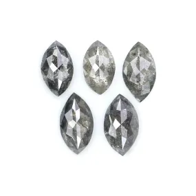 Natural Loose Marquise Diamond, Salt And Pepper Marquise Diamond, Natural Loose Diamond, Rose Cut Diamond, 0.75 CT Marquise Shap