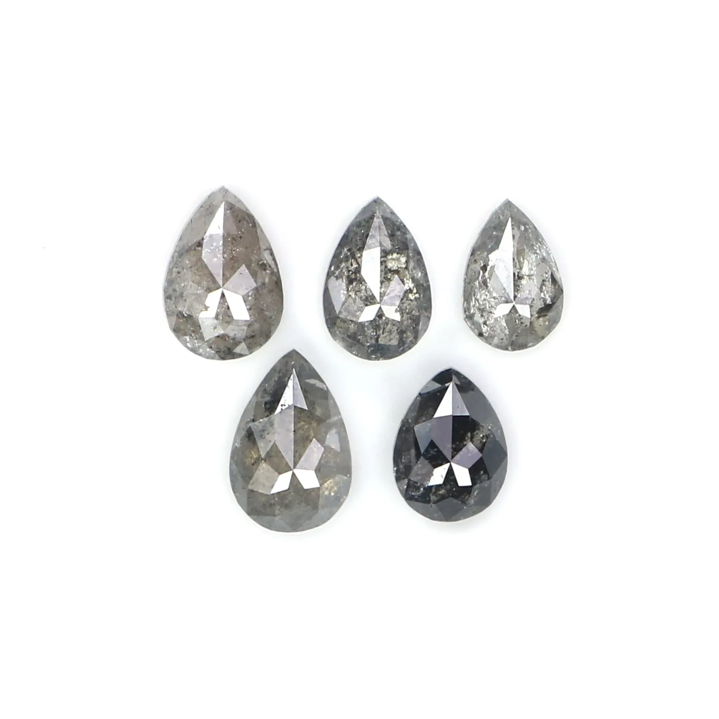 Natural Loose Pear Diamond, Salt And Pepper Pear Diamond, Natural Loose Diamond, Pear Rose Cut Diamond, 0.56 CT Pear Cut Diamond