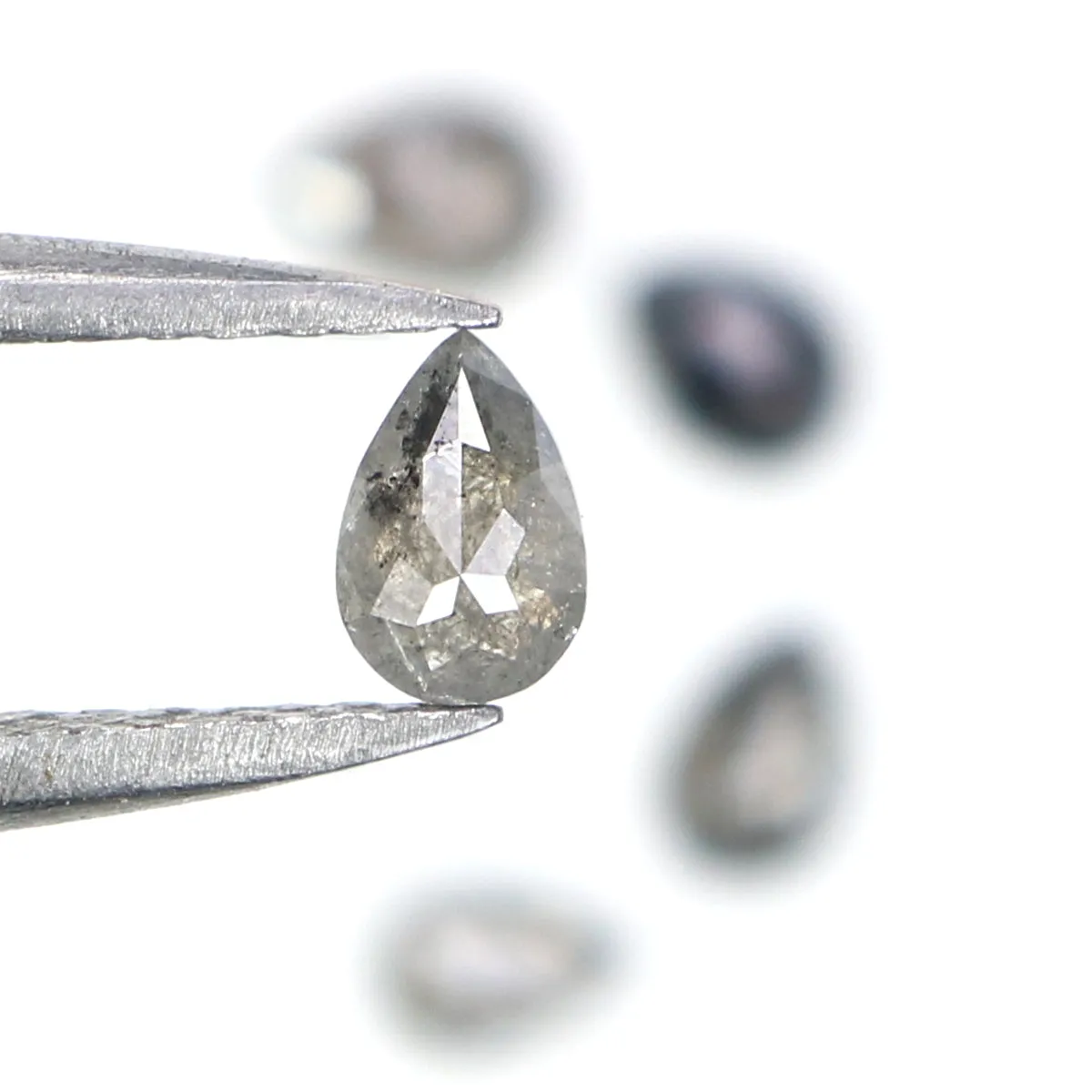 Natural Loose Pear Diamond, Salt And Pepper Pear Diamond, Natural Loose Diamond, Pear Rose Cut Diamond, 0.56 CT Pear Cut Diamond