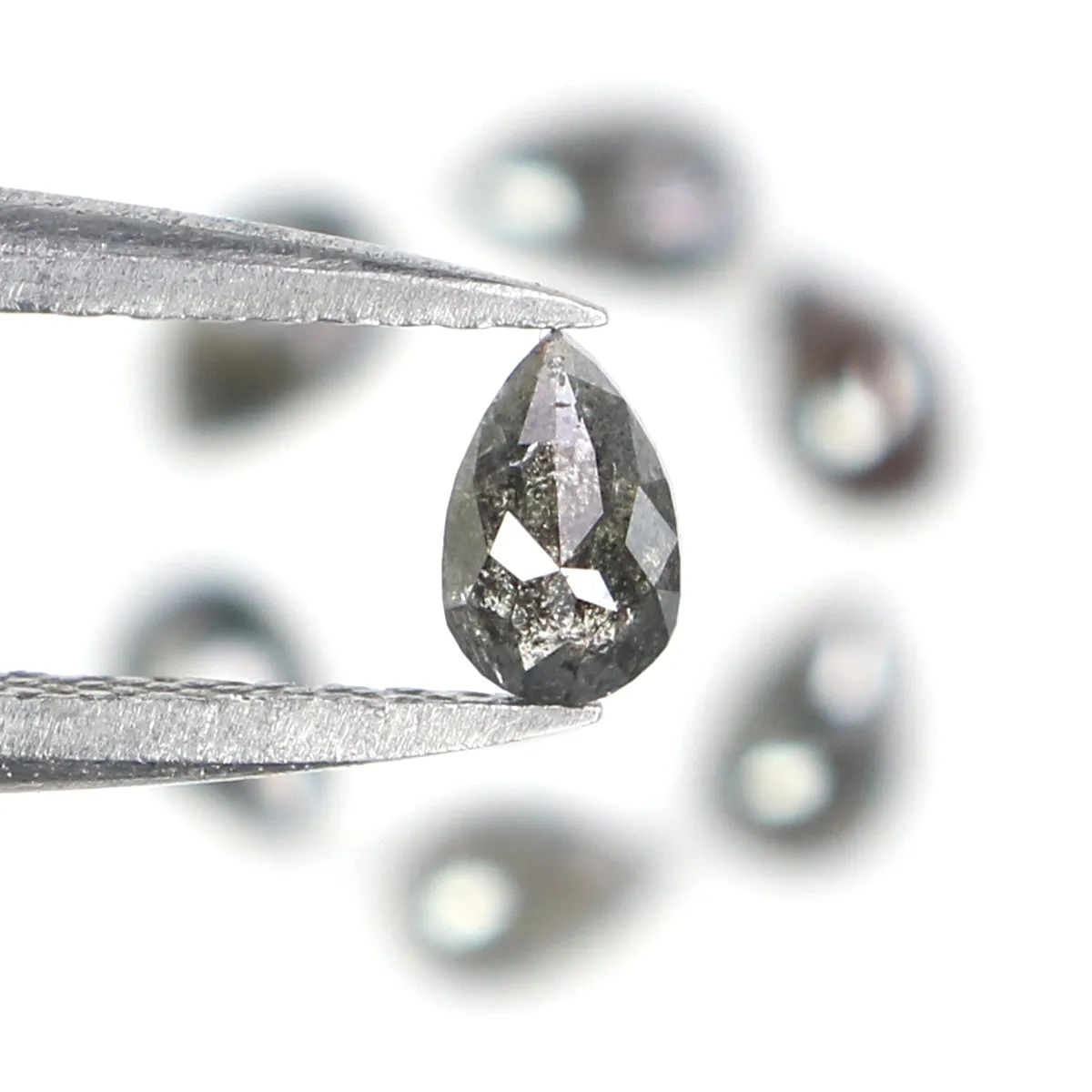 Natural Loose Pear Diamond, Salt And Pepper Pear Diamond, Natural Loose Diamond, Pear Rose Cut Diamond, 0.94 CT Pear Cut Diamond