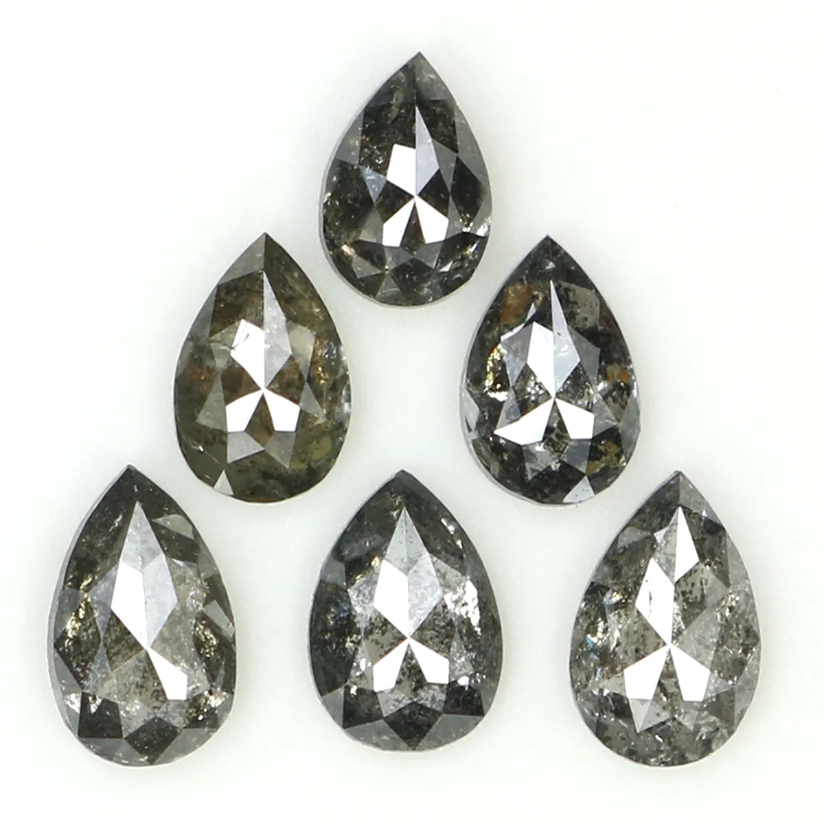 Natural Loose Pear Salt And Pepper Diamond Black Grey Color 0.82 CT 3.90 MM Pear Shape Rose Cut Diamond KDL1311