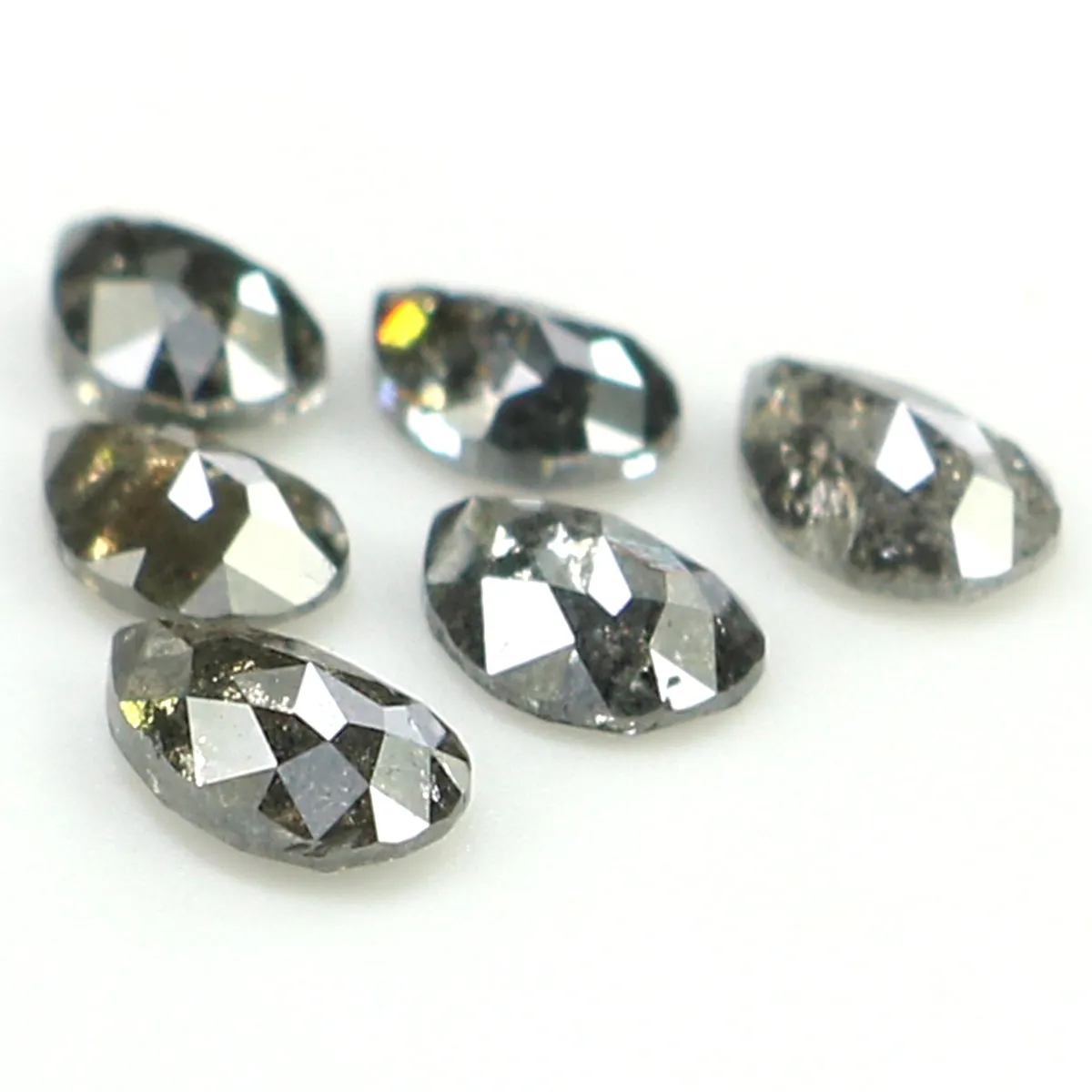 Natural Loose Pear Salt And Pepper Diamond Black Grey Color 0.82 CT 3.90 MM Pear Shape Rose Cut Diamond KDL1311