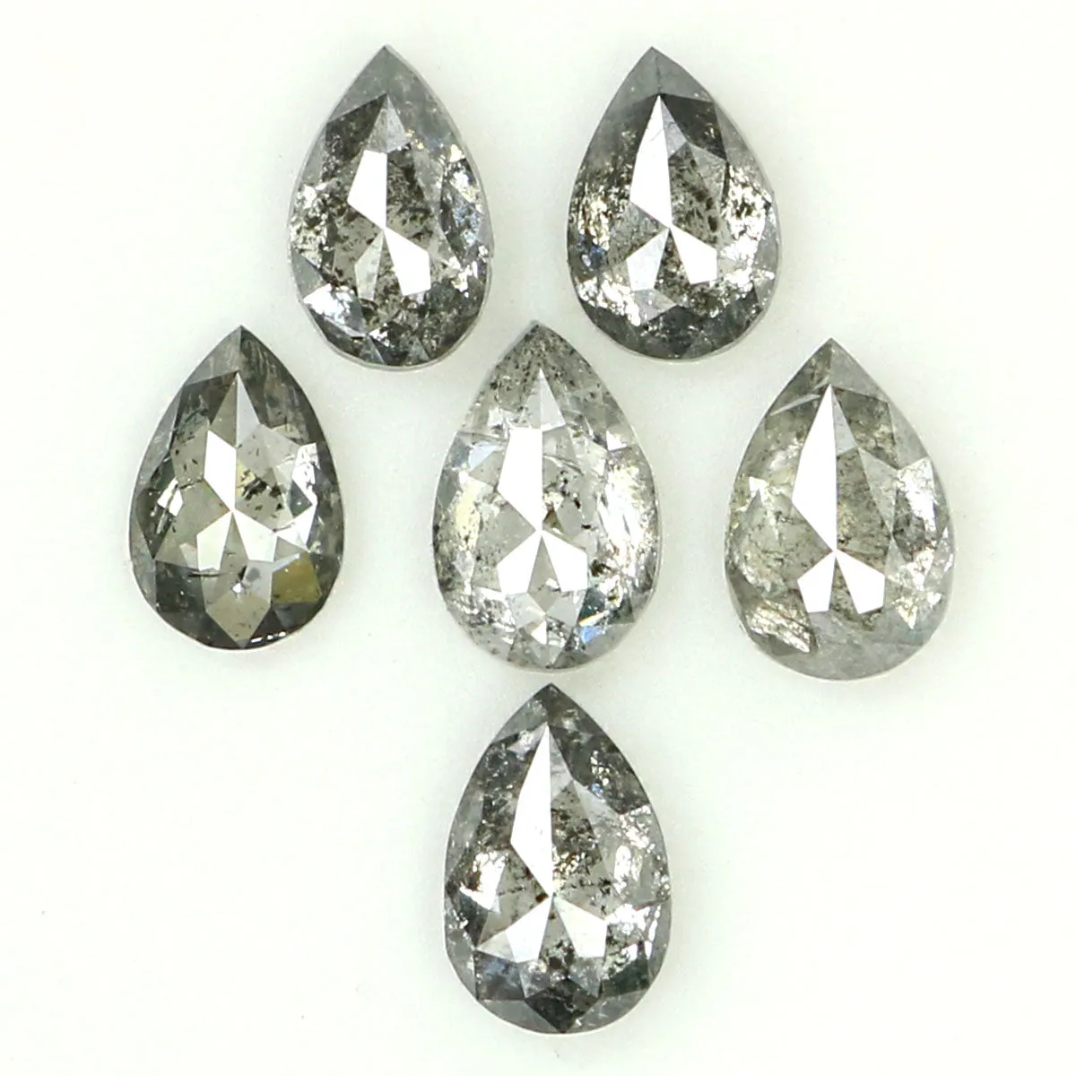 Natural Loose Pear Salt And Pepper Diamond Black Grey Color 0.83 CT 3.90 MM Pear Shape Rose Cut Diamond L1251