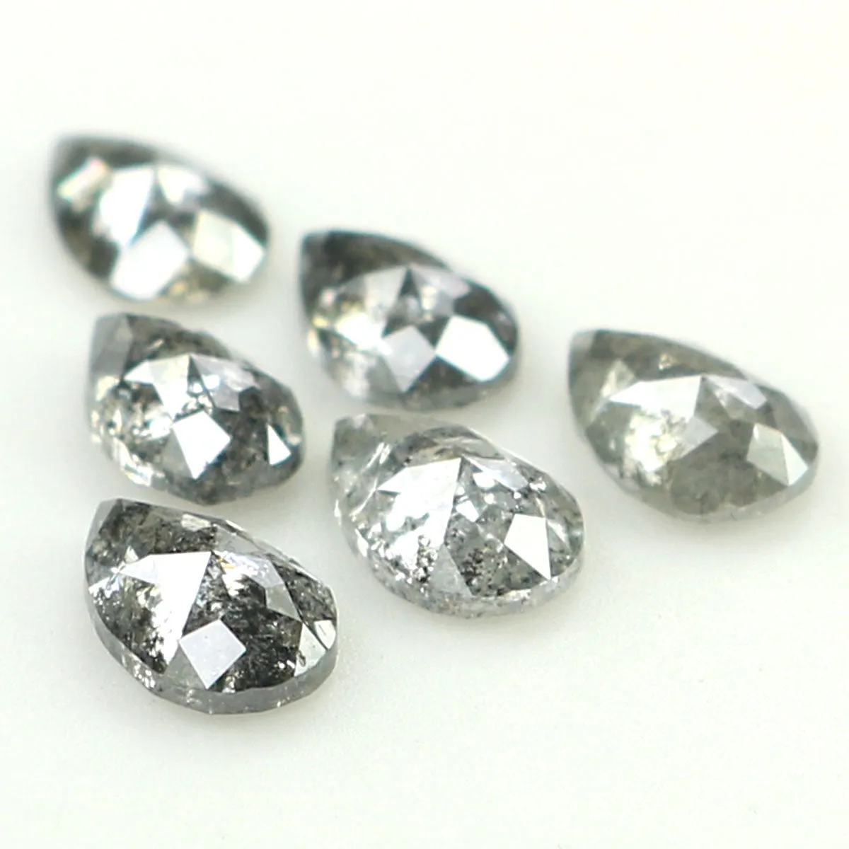 Natural Loose Pear Salt And Pepper Diamond Black Grey Color 0.83 CT 3.90 MM Pear Shape Rose Cut Diamond L1251