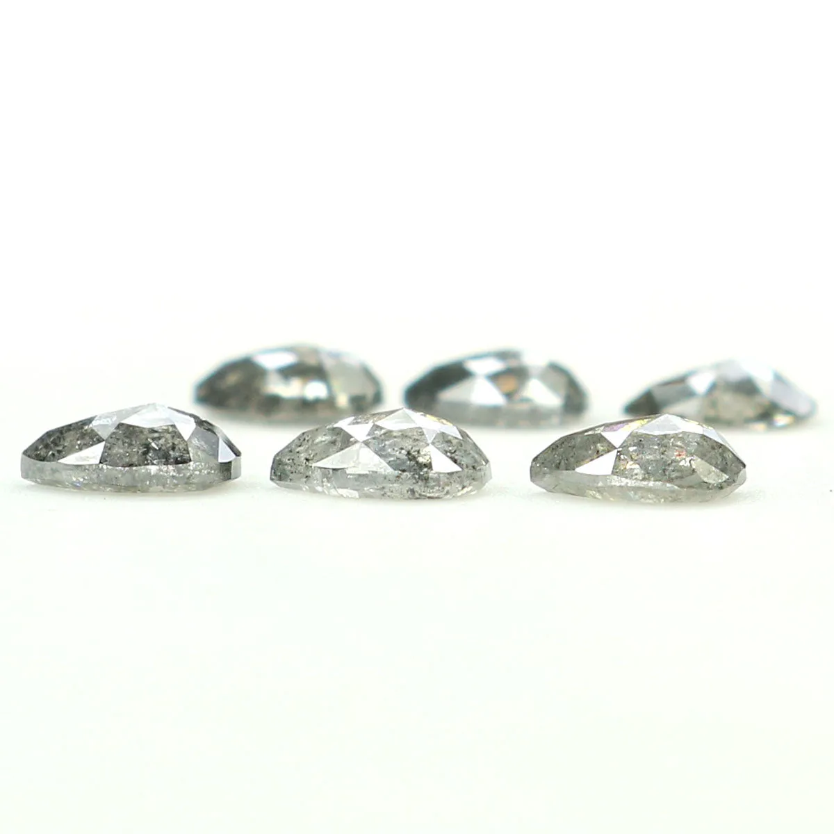 Natural Loose Pear Salt And Pepper Diamond Black Grey Color 0.83 CT 3.90 MM Pear Shape Rose Cut Diamond L1251