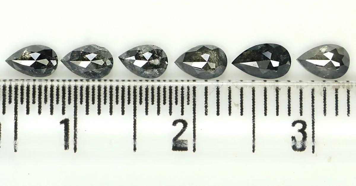 Natural Loose Pear Salt And Pepper Diamond Black Grey Color 0.95 CT 4.25 MM Pear Shape Rose Cut Diamond KDL1256