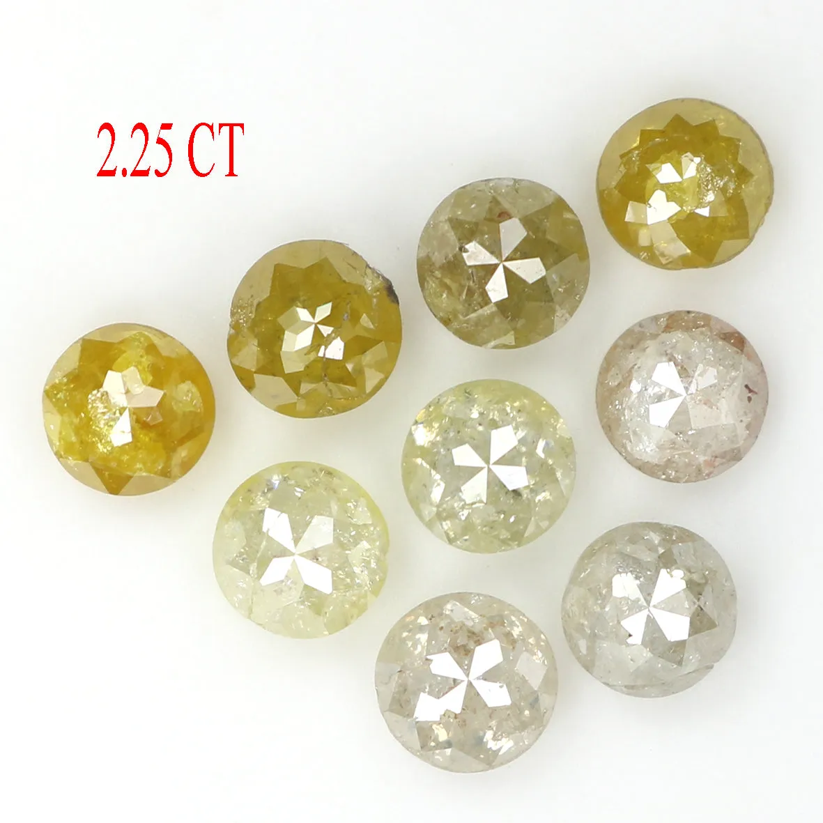 Natural Loose Rose Cut Diamond Yellow Grey Color 2.25 CT 3.50 MM Rose Cut Shape Diamond L1704