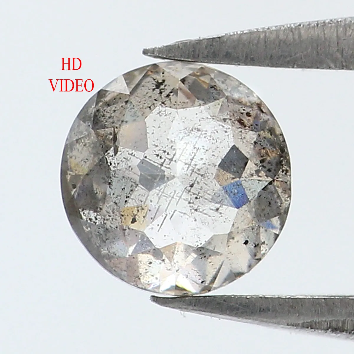 Natural Loose Rose Cut Salt And Pepper Diamond Black Grey Color 0.66 CT 5.22 MM Round Rose Cut Shape Diamond L9291