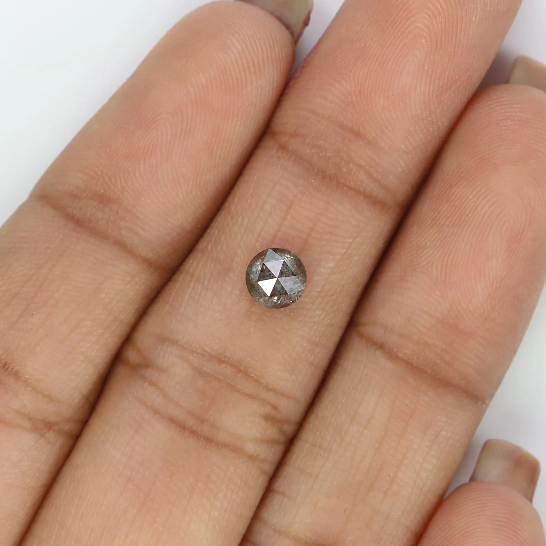 Natural Loose Round Rose Cut Diamond, Salt And Pepper Round Diamond, Natural Loose Diamond, Rose Cut Diamond, 0.53 CT Round Shap