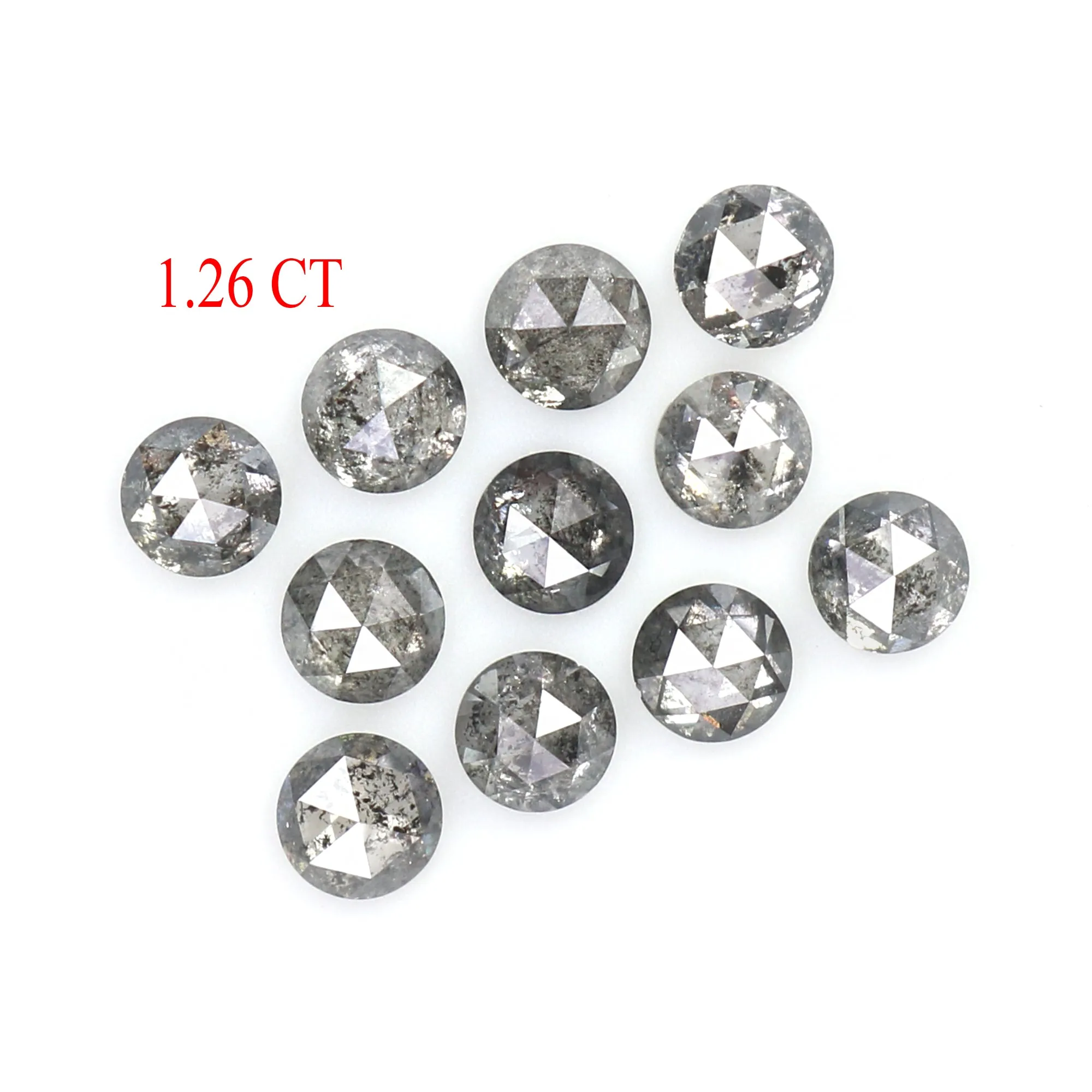 Natural Loose Round Rose Cut Diamond, Salt And Pepper Round Diamond, Natural Loose Diamond, Rose Cut Diamond, 1.26 CT Round Shap