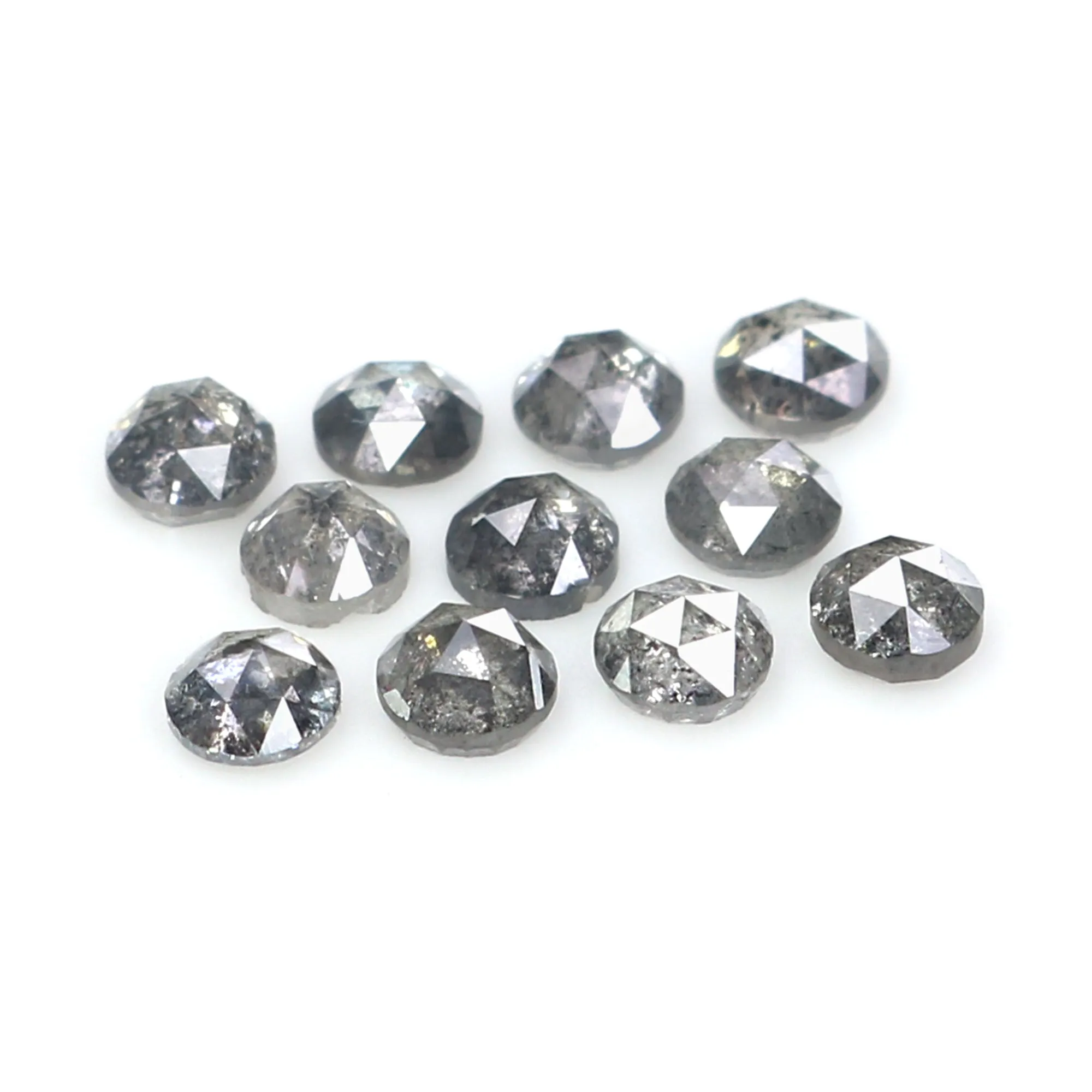 Natural Loose Round Rose Cut Diamond, Salt And Pepper Round Diamond, Natural Loose Diamond, Rose Cut Diamond, 1.26 CT Round Shap