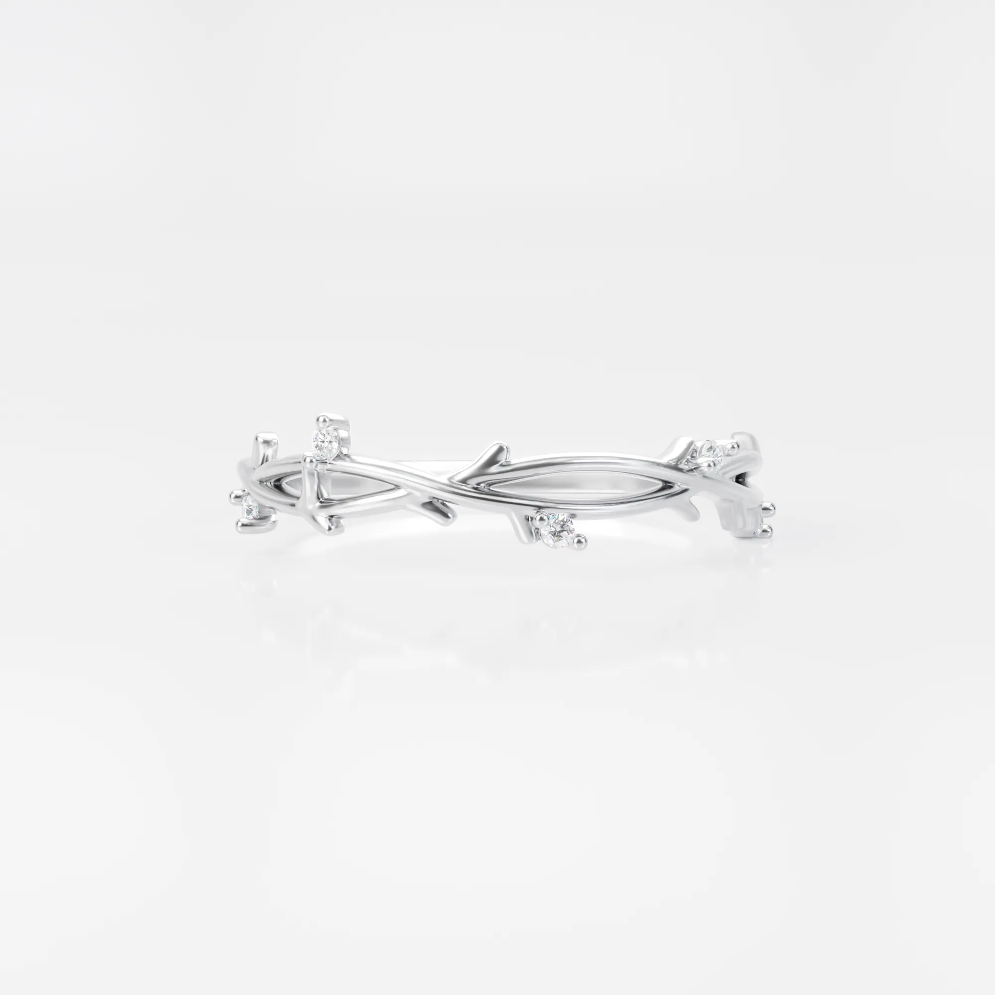 Nature inspired twig Diamond Wedding Band Rose Gold