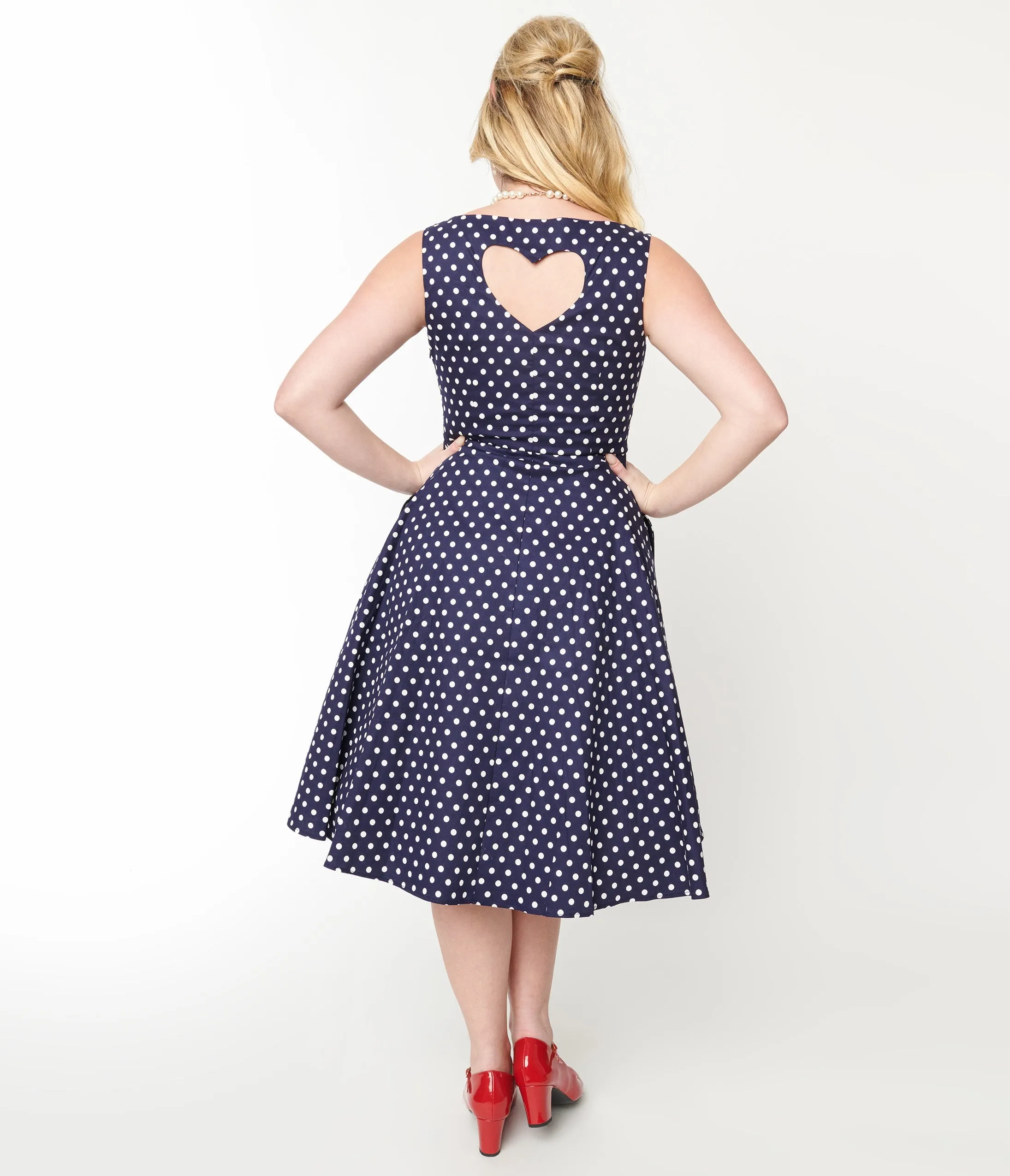 Navy & White Polka Dot Swing Dress