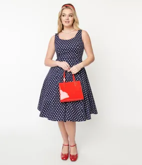 Navy & White Polka Dot Swing Dress