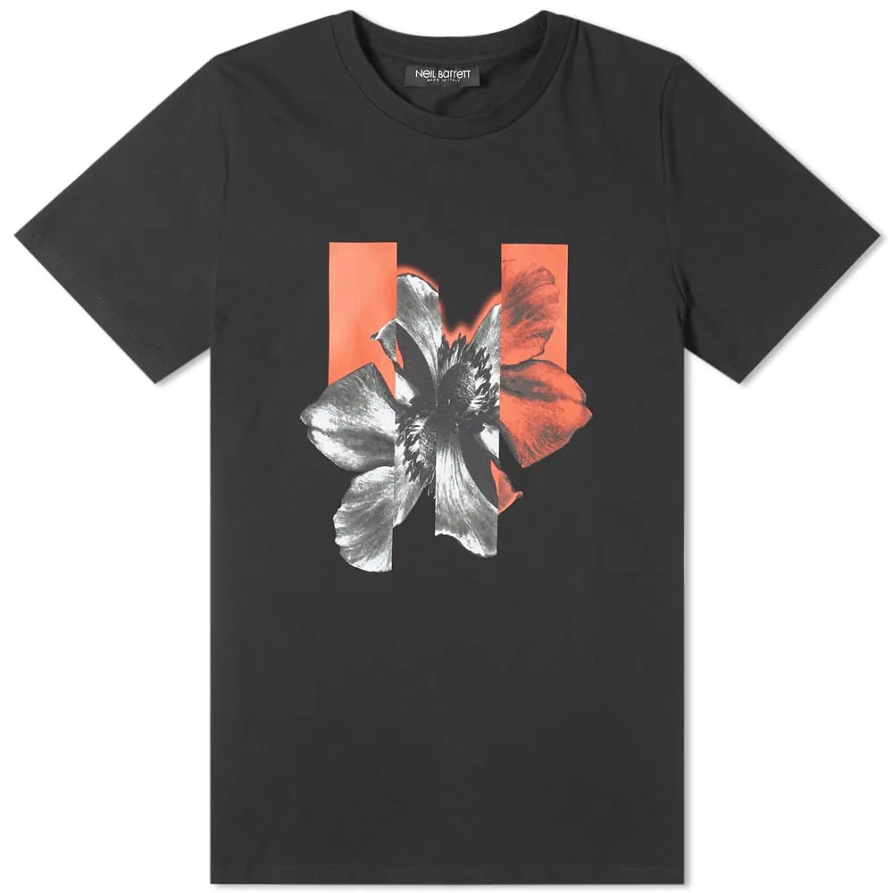 Neil Barrett Flower Placement TeeBlack & Red