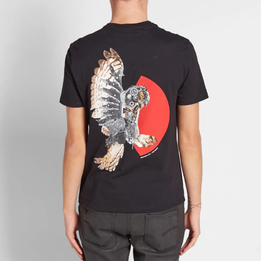 Neil Barrett Mechanical Owl TeeBlack & Red