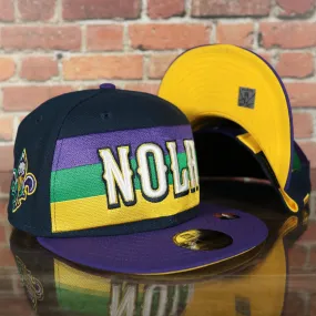 New Orleans Pelicans 2022 City Edition NOLA Logo Yellow Bottom Youth 9Fifty Side Patch Snapback Cap | New Era, Navy