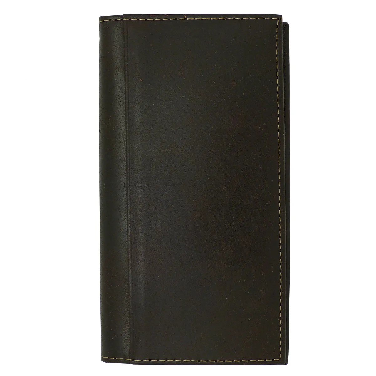 Nocona Western Leather Mens Wallet Checkbook Cover Rodeo Dark Brown w/ Diagonal Cross N5487044