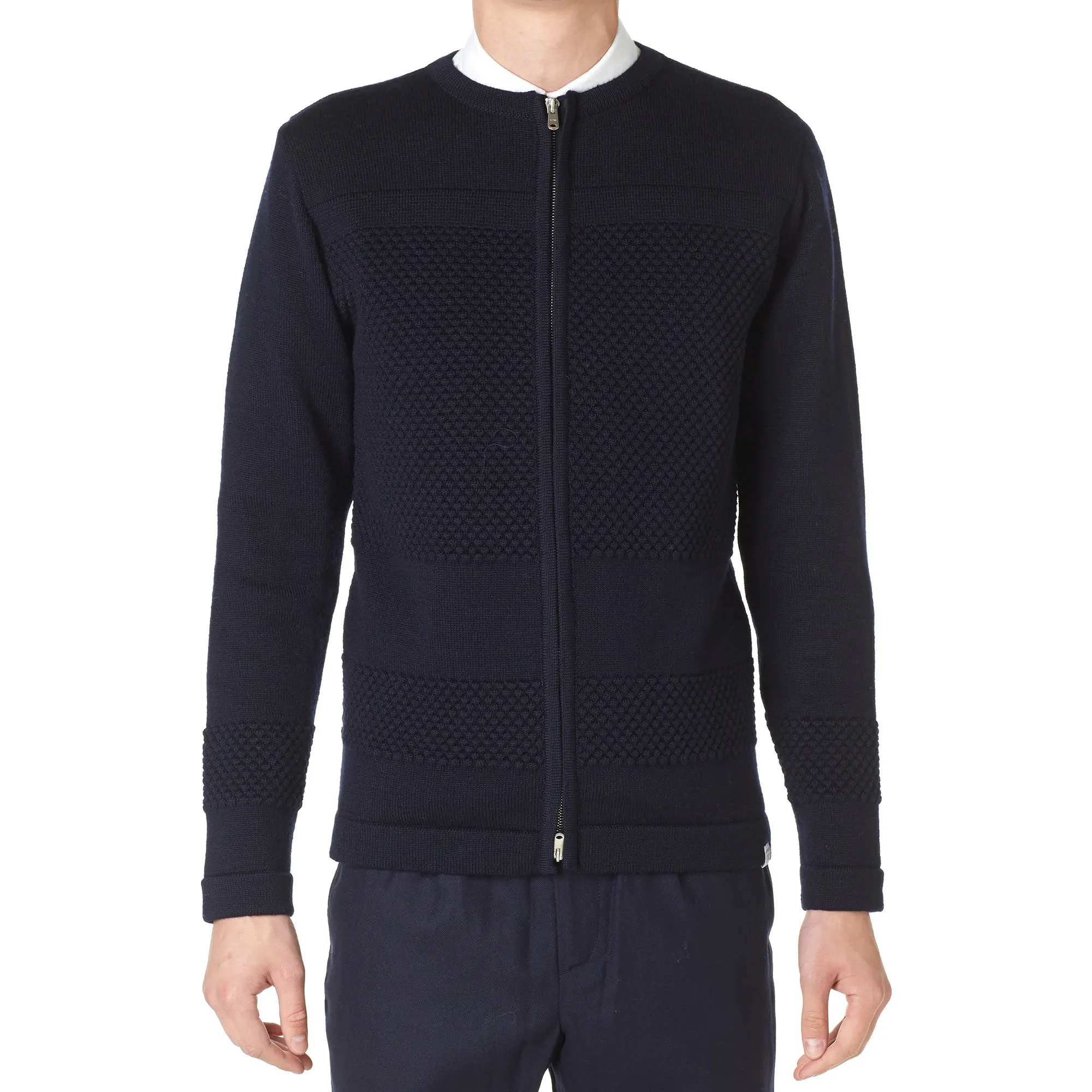 Norse Projects Bubble Zip Crew KnitDark Navy