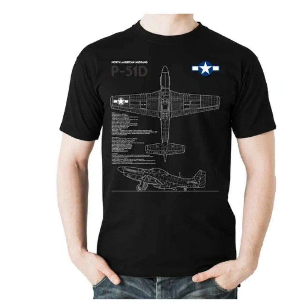 North American P51D Mustang T-Shirt in Black