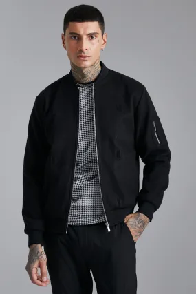 Nylon Bomber With Front Placket