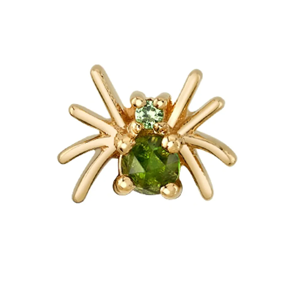 Octo Threaded End in Gold with Rose Cut Green Tourmaline & Tsavorite