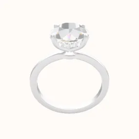 Open Solitaire Engagement Ring With Low Set Pave  Hidden Halo Head