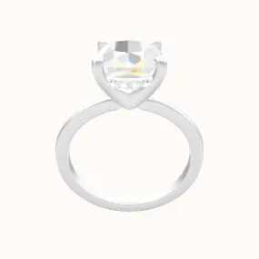 Open Solitaire Engagement Ring With V Prong with Hidden Halo Head