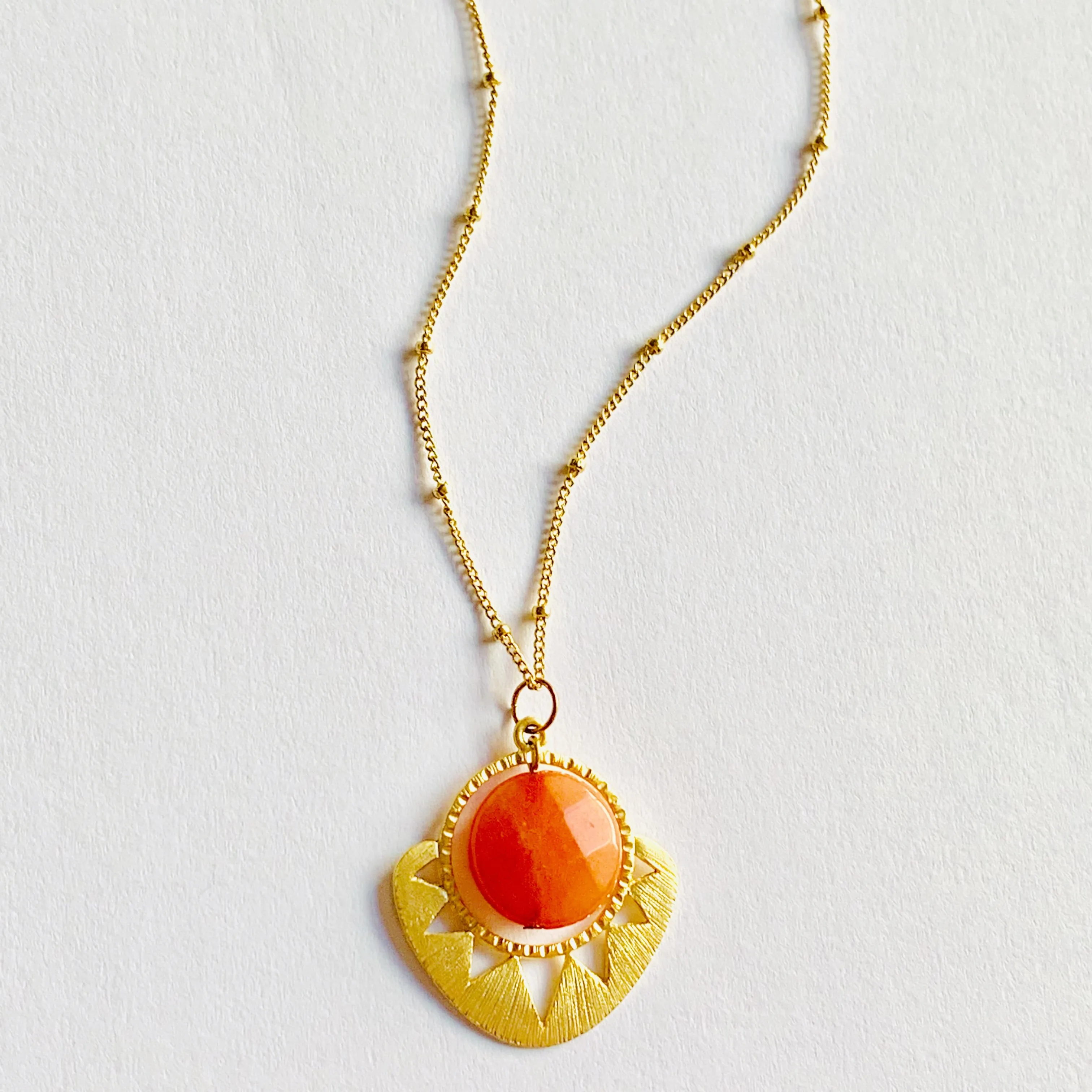 Orange Sun and Stone Necklace SALE