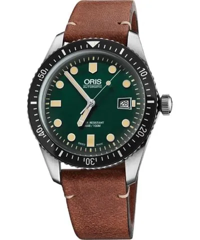 Oris Divers Green Dial Brown Leather Strap Men's Watch 01 733 7720 4057-07 5 21 45 01 733 7720 4057-07 5 21 45