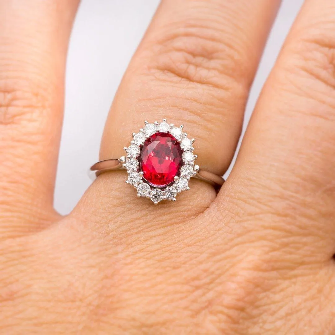 Oval Cut Lab Created Ruby Gemstone