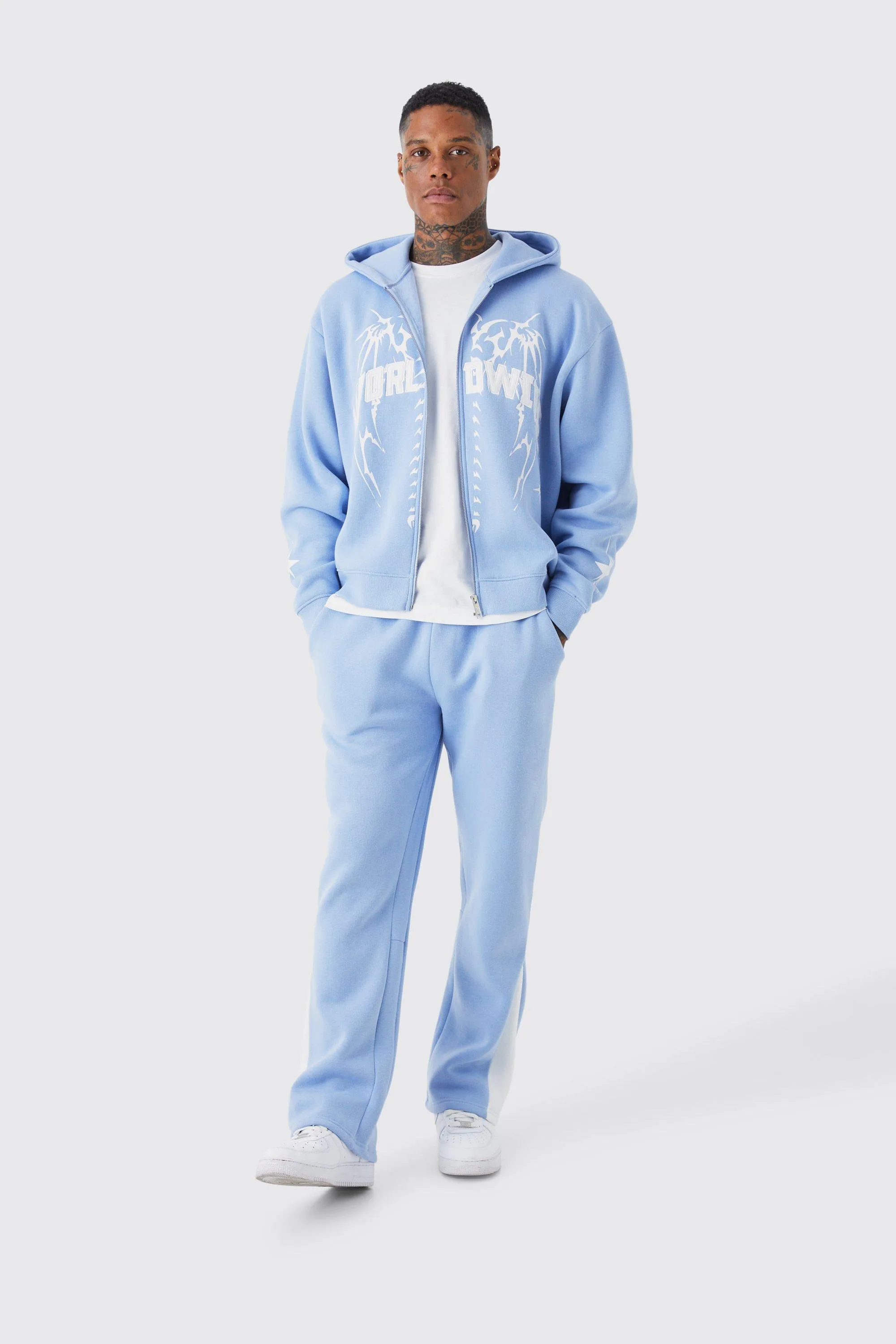 Oversized Boxy Zip Hooded Gusset Tracksuit | boohooMAN UK