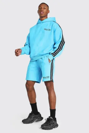 Oversized Official Man Tape Hooded Tracksuit | boohooMAN UK