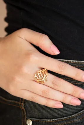 Paparazzi Lotus Lover - Gold - Lotus Flower - Dainty Band Ring