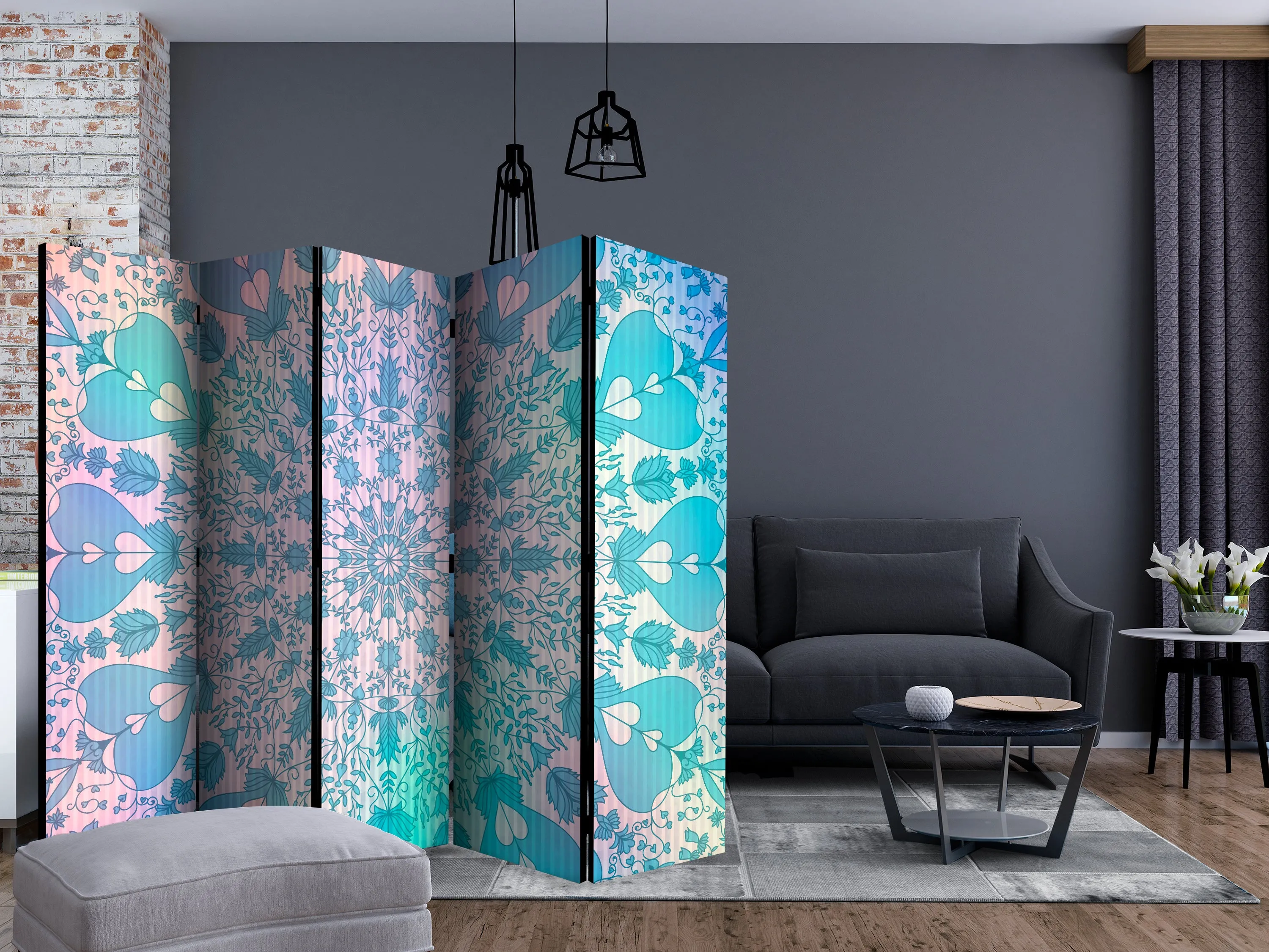 Paravento Girly Mandala (Blue) II [Room Dividers]