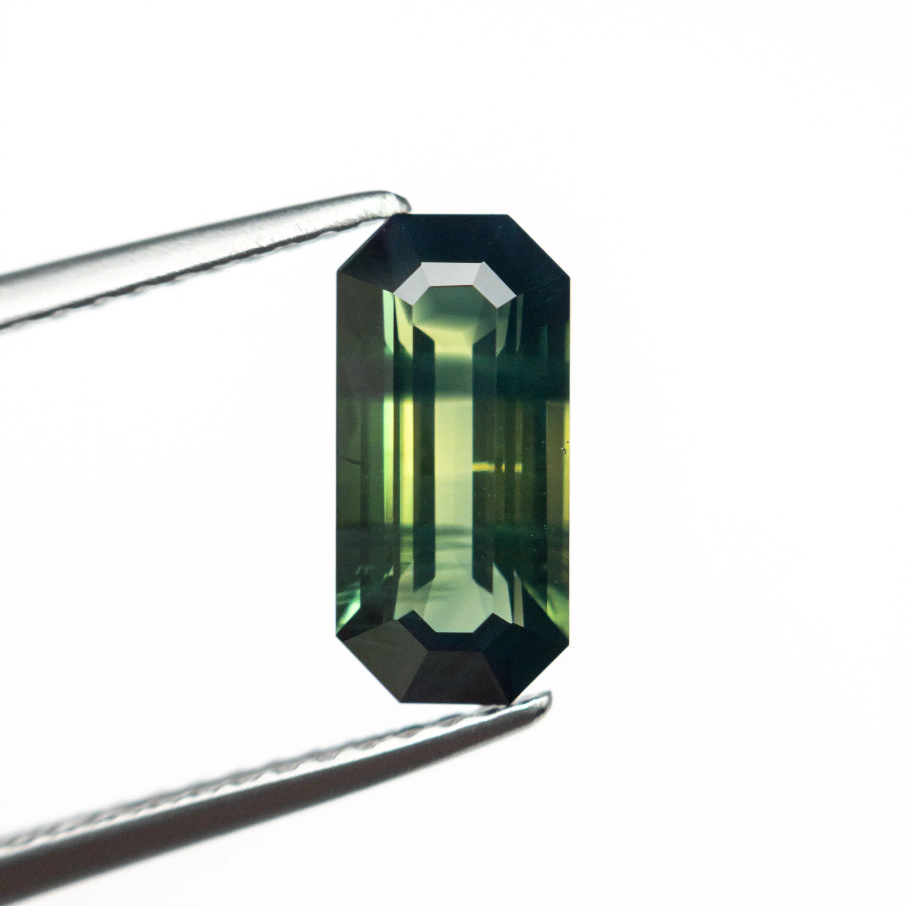 Parti Green-Blue Step Cut Sapphire - 1.85ct Cut Corner Rectangle