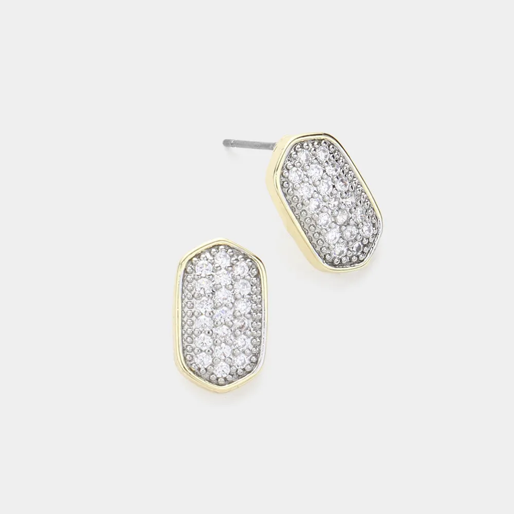 Pave Hexagon Studs