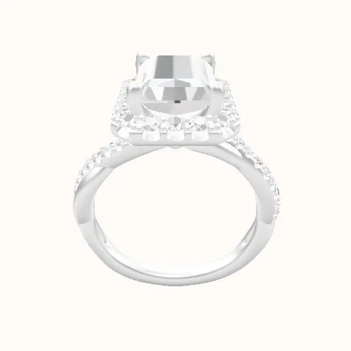 Pave Rope Engagement Ring With Halo Head