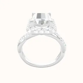 Pave Rope Engagement Ring With Halo Head