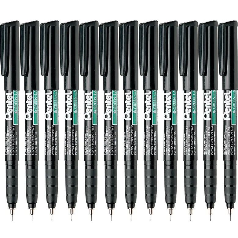 Pentel NMF50 Green Label Permanent Marker 0.5mm Black Box 12