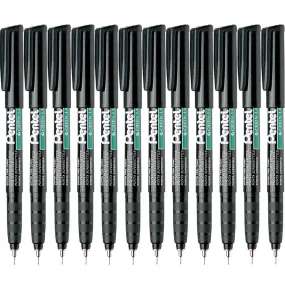 Pentel NMF50 Green Label Permanent Marker 0.5mm Black Box 12