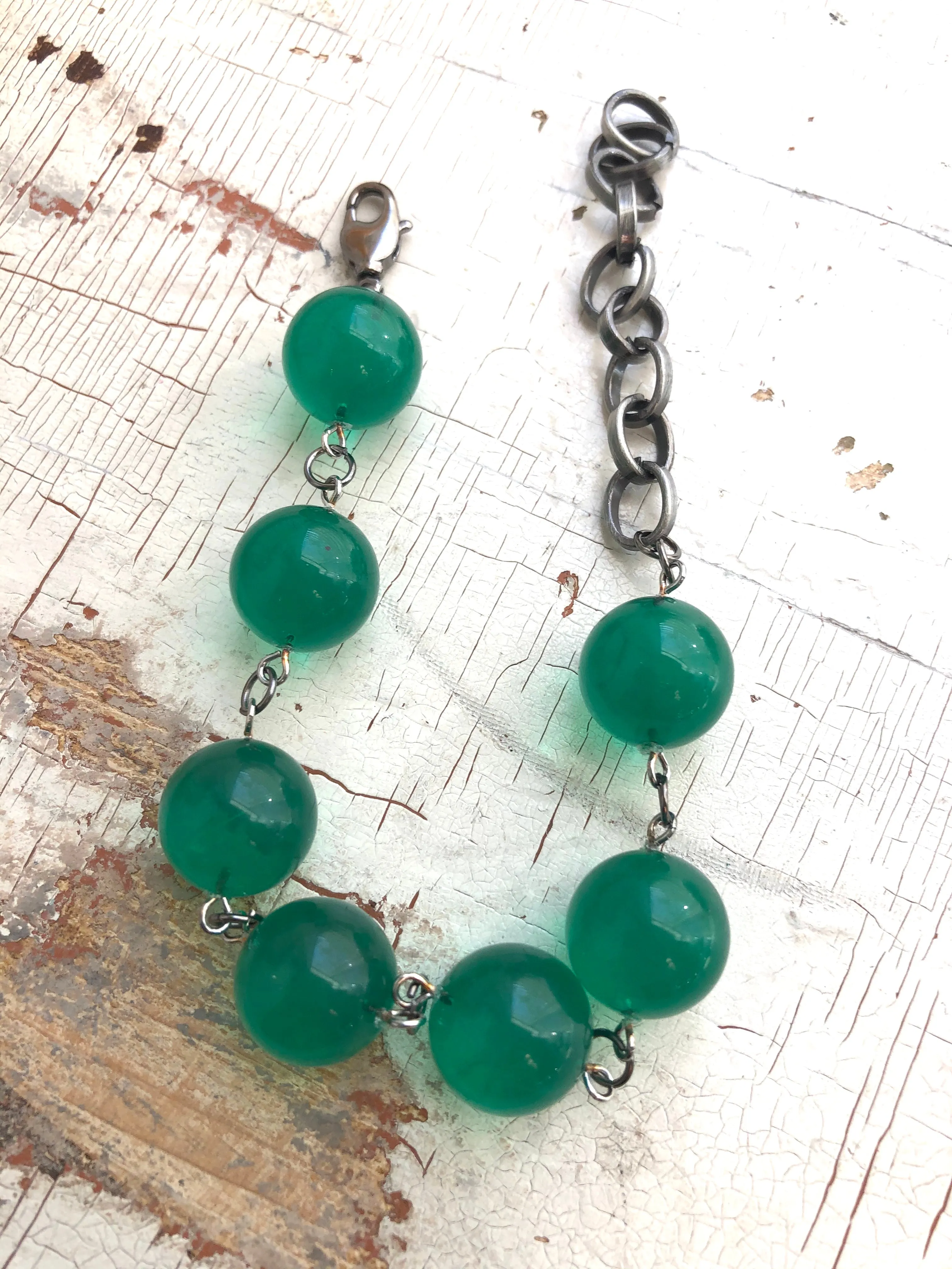 Petrol Green Transparent Lucite Bubble Stations Bracelet