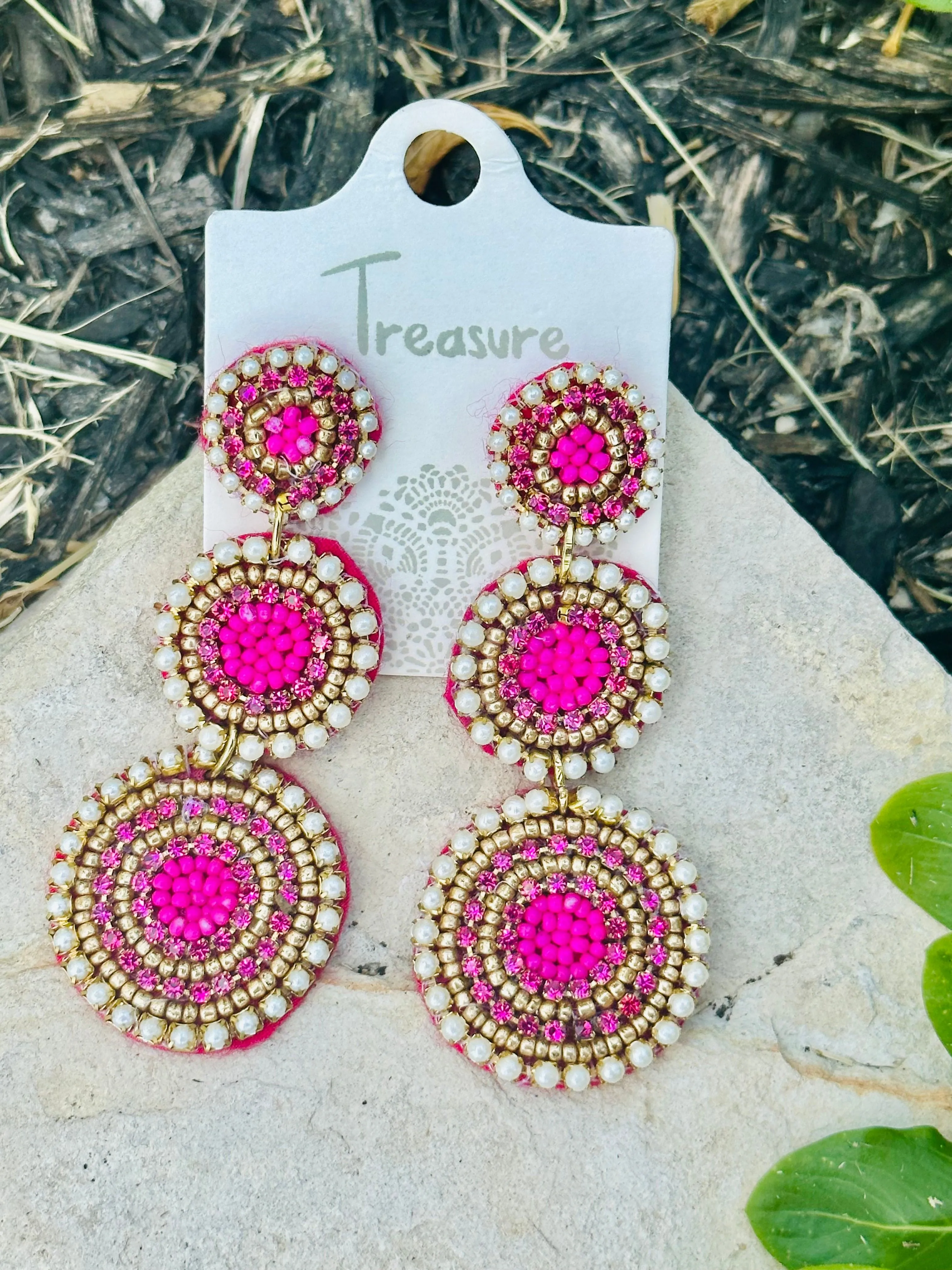 Pink Beaded Earrings