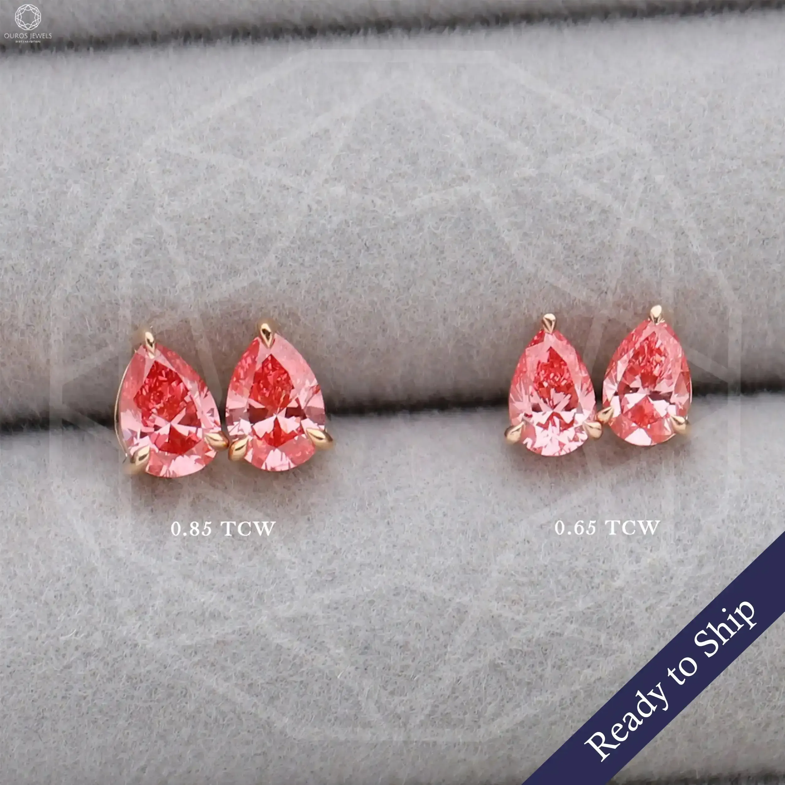 Pink Pear Diamond Rose Gold Stud Earrings