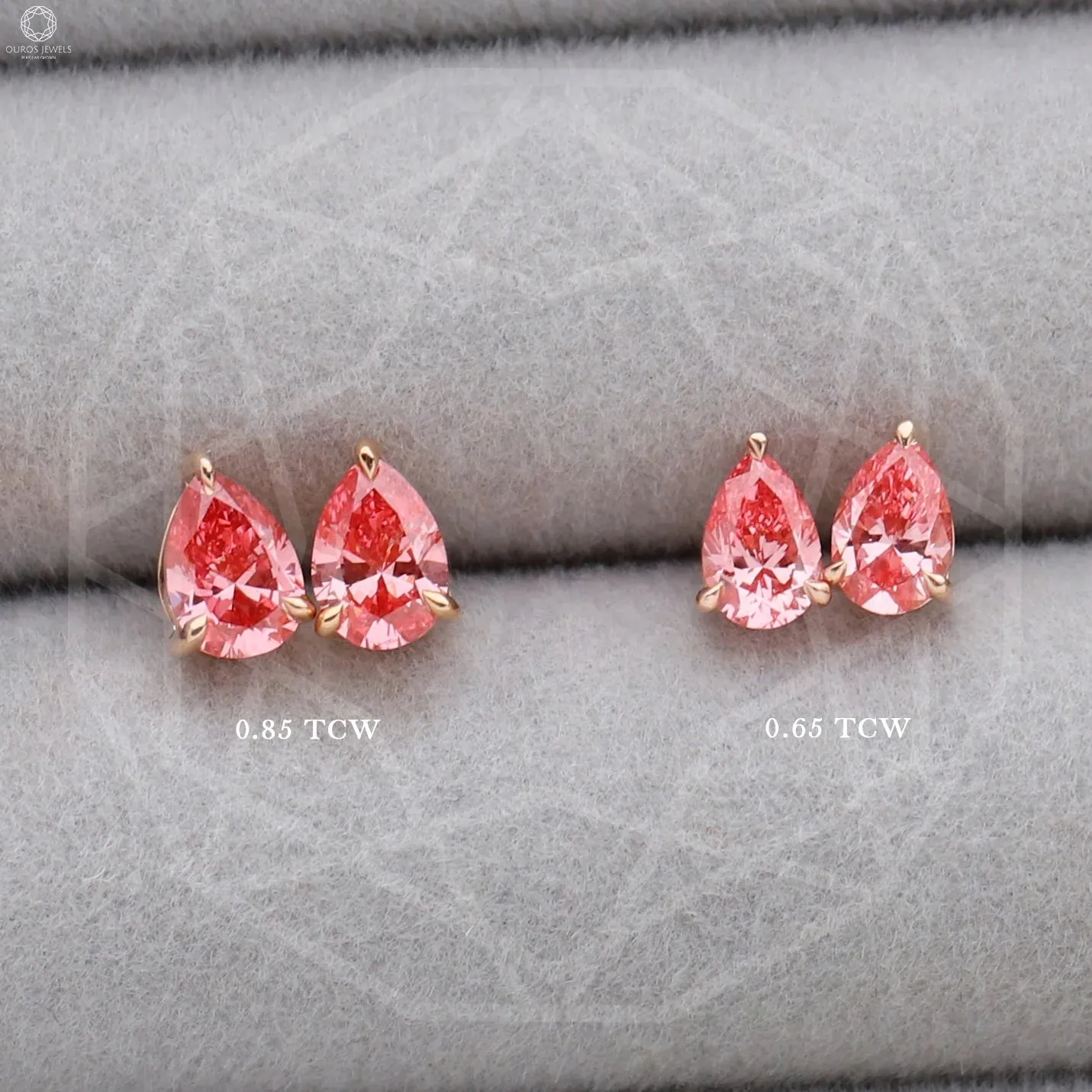 Pink Pear Diamond Rose Gold Stud Earrings